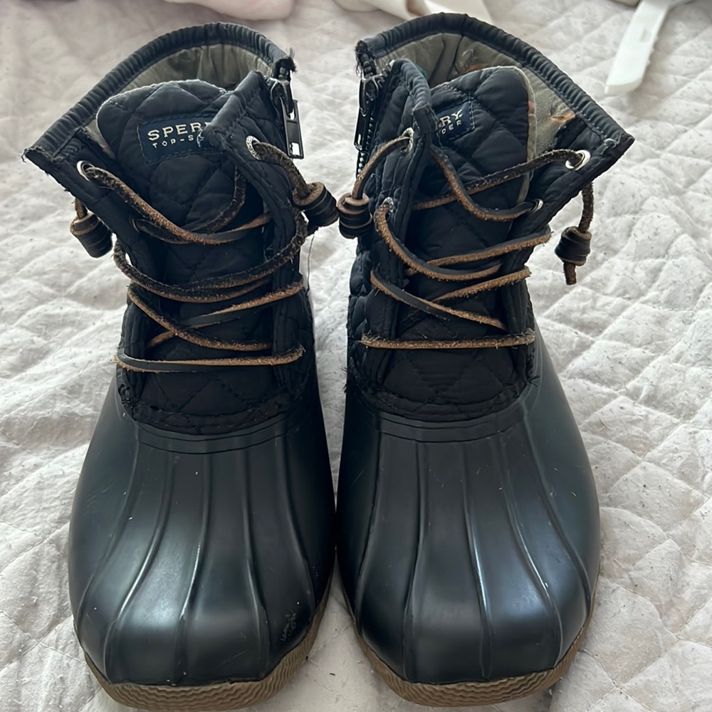 Black sperry ankle boots